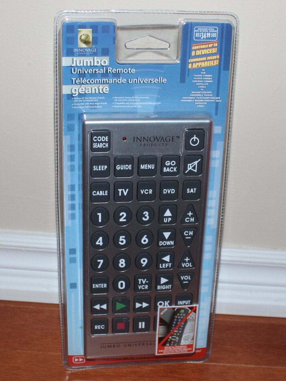 3/$55❤️new Innovage Jumbo Universal Remote Control Large Easy To Read Buttons